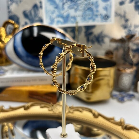 🆕 CRYSTAL HAZE 🧿 BNWT Evil Eye Hoops - Picture 5 of 15